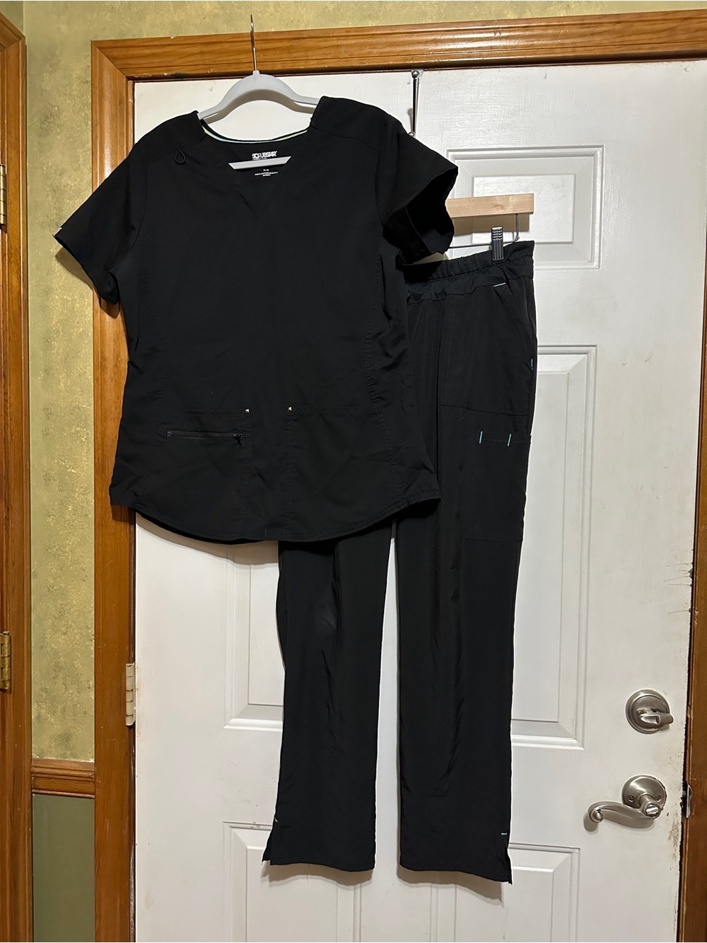 ScrubStar Ultimate Black Scrub Set Med Top And MP Bottom Stretch Medical Uniform